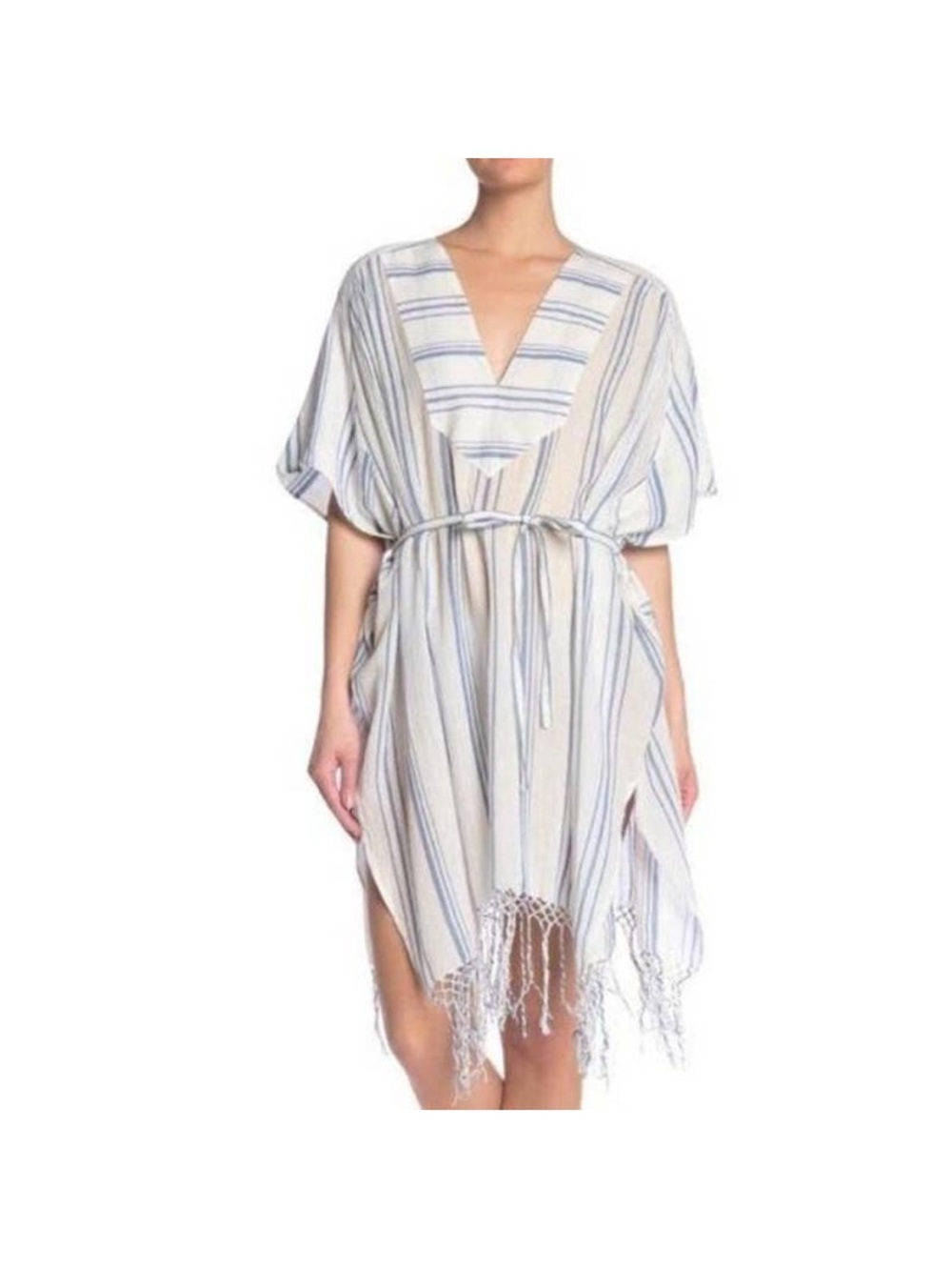 FRAME  Blue White Stripe Cotton Gauze beach  Cover Up Dress
